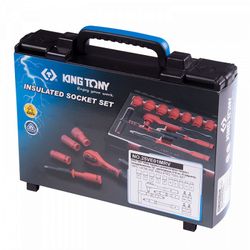 KING TONY (25VE01MRV) Набор торцевых диэлектрических головок с принадлежностями 1/4", шестигранные, 5-14 мм, 18 предметов