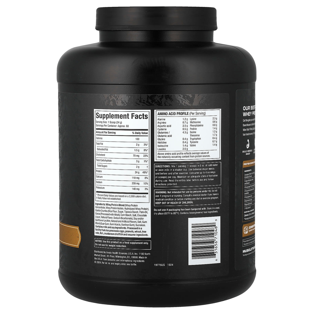 MuscleTech, Nitro-Tech™ 100% Whey Gold, сывороточный протеин, печенье и сливки, 2,27 кг (5 фунтов)