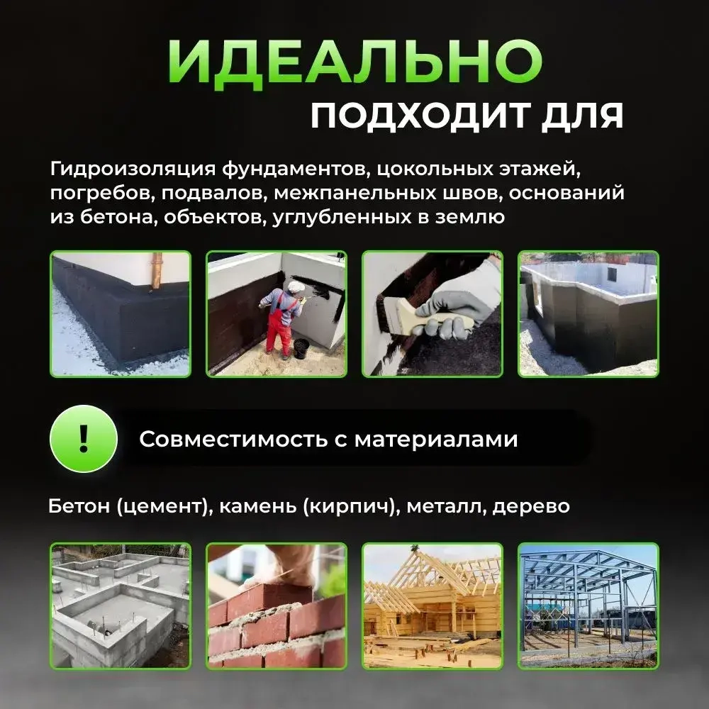 Мастика битумная для фундамента, подходит для бетона, металла, дерева.22л 20 кг