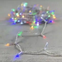 Светодиодная гирлянда с колпачком 100 разноцветных LED ламп 10 м., мерцание, 220-230 В., прозрачный провод ПВХ, IP65, LTC (PST100BLWCAP-10-2M)