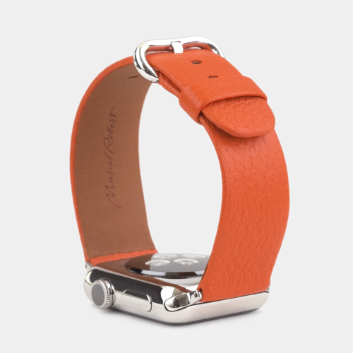 Ремешок для Apple Watch 44/45/46 mm из кожи теленка, оранжевого цвета