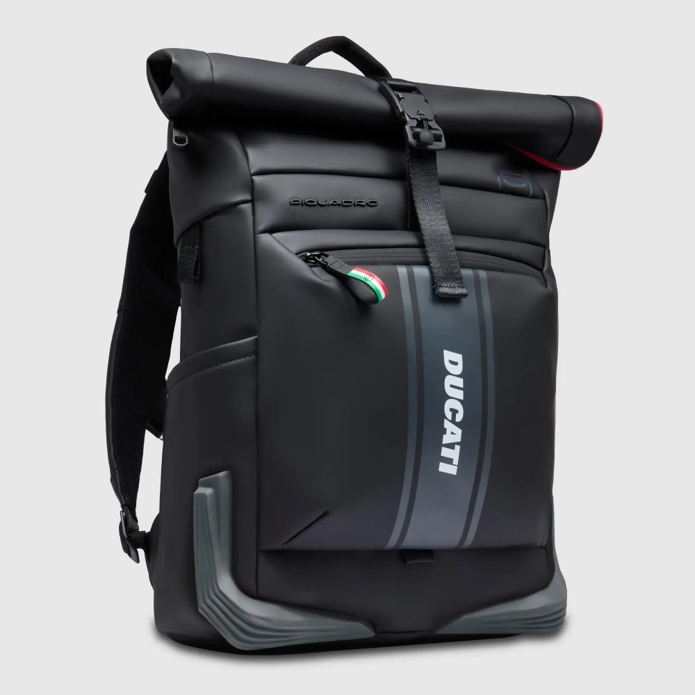 Рюкзак ролл-топ из полиуретана Piquadro Ducati/Nero