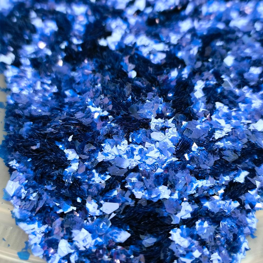 Хлопья Индиго прозрачные для дизайна ногтей, маникюра, бодиарта, макияжа...