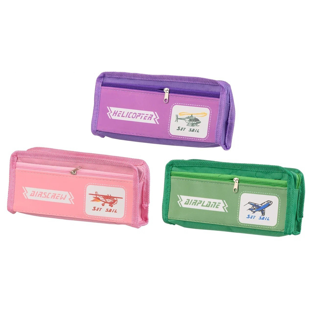 Пенал-косметичка Basir без наполнения, 20,5*9*4 см, серия "Самолёты", с боковым карманом, ассорти