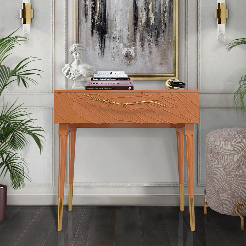 Консоль Арт Колор leaves Стайл Голд Томленый оранжевый