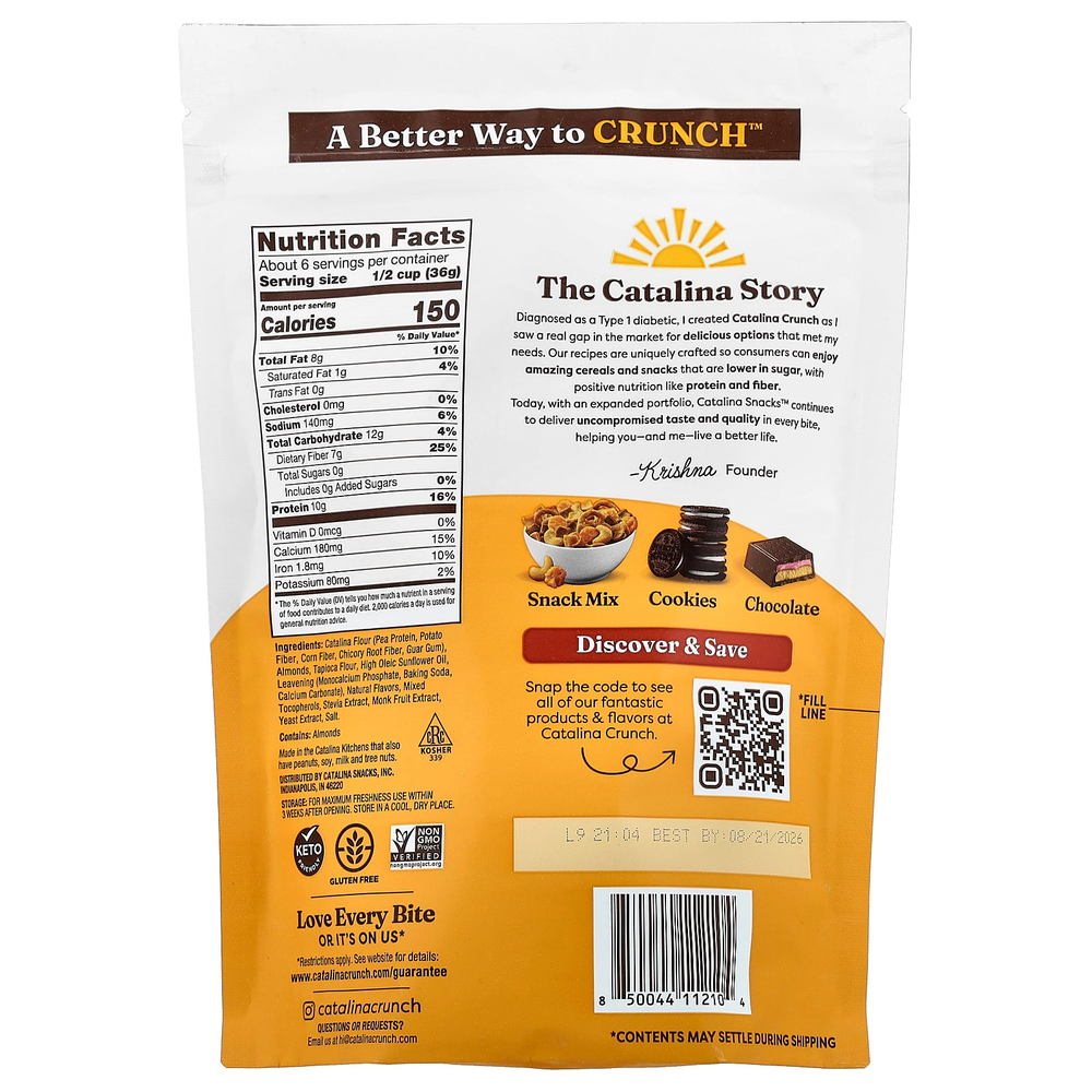 Catalina Crunch, протеиновые хлопья, мед и орехи с миндалем, 227 г (8 унций)