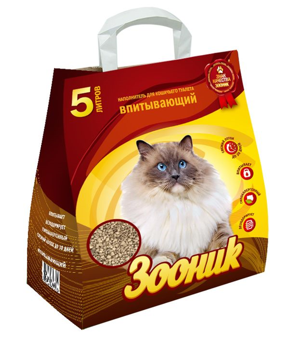Минеральный наполнитель Зооник для кошачьих туалетов 5 л