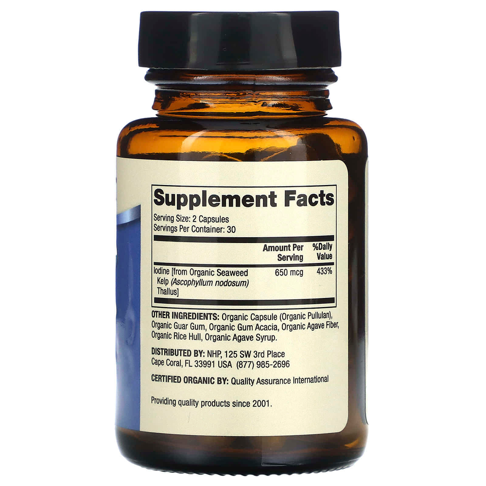 Dr. Mercola, йод из органических морских водорослей, 60 капсул (325 мкг в 1 капсуле)