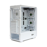 Корпус BaseTech eXtreme GFX-03, Без БП, ATX, белый, 4xICE BLUE FAN, 2xUSB2, 1xUSB3, бок: закалённое стекло (BT-GFX-03W-MESH-4F-IB)