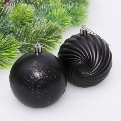 Новогодние шары «Изящные узоры» 8 см (набор 9 шт), Черный
