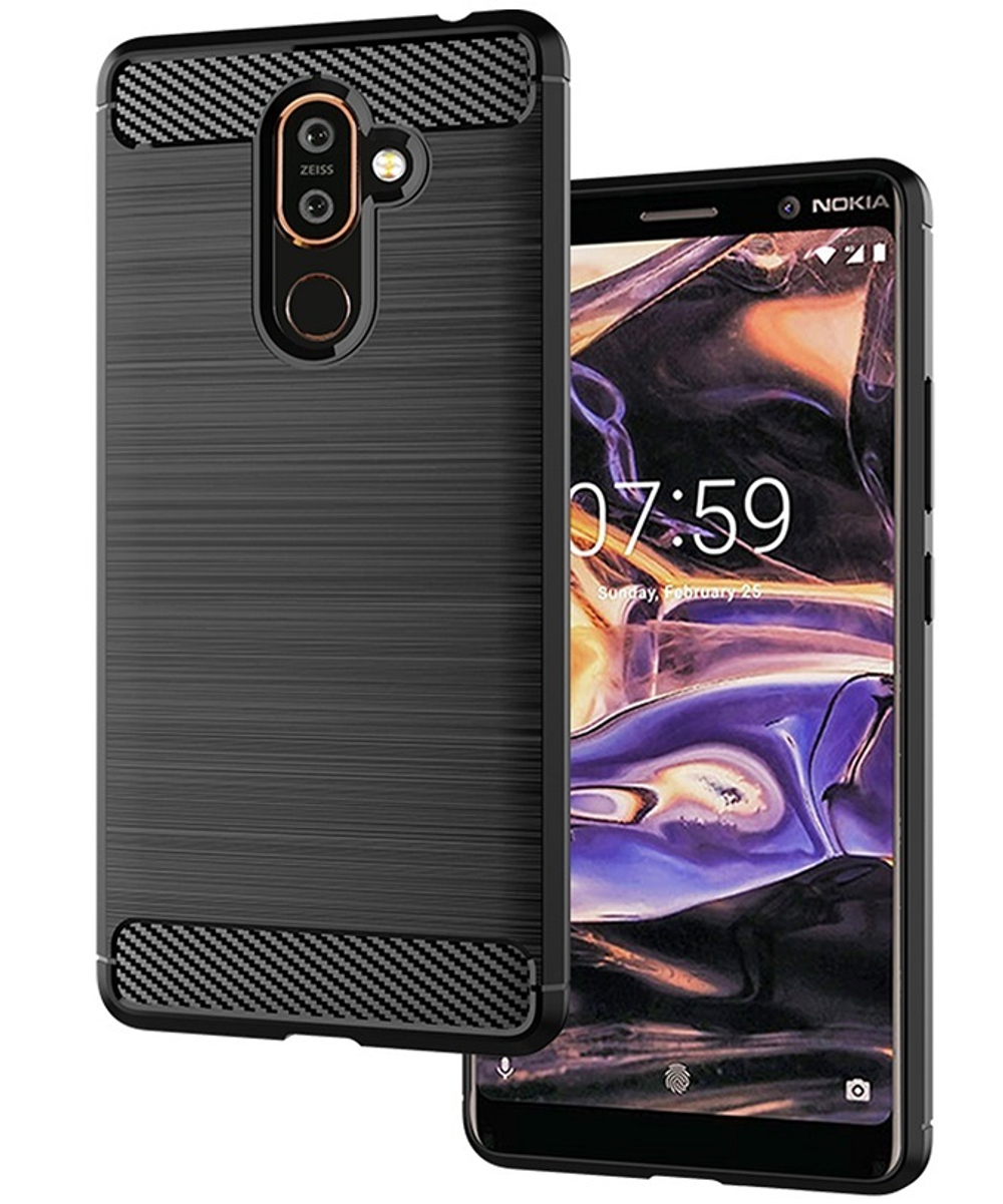 Чехол на Nokia 7 Plus цвет Black (черный), серия Carbon от Caseport