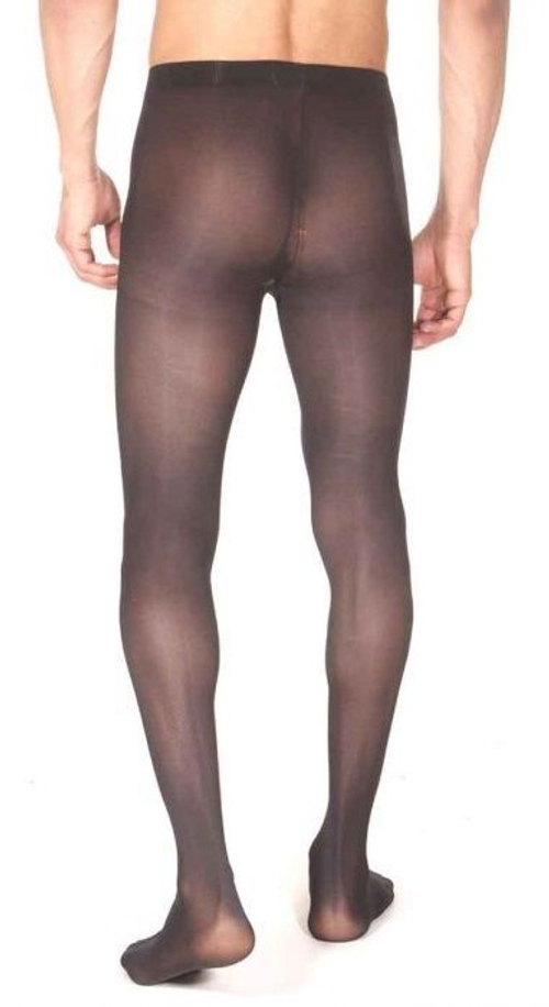 Плотные полупрозрачные мужские колготы с интимным доступом
