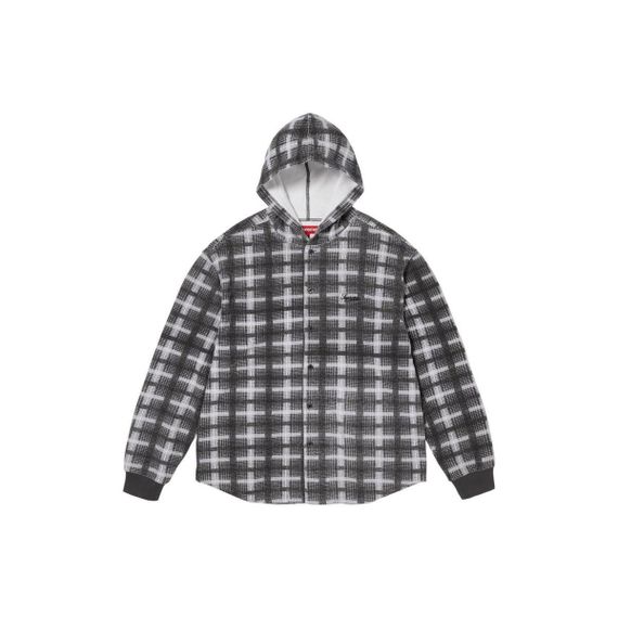 Supreme FW23 WEEK14 HOODED PLAID KNIT SHIRT