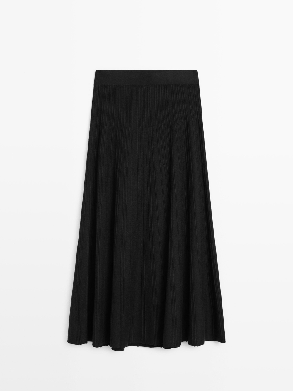 Massimo Dutti Длинная трикотажная юбка с воланом, черный