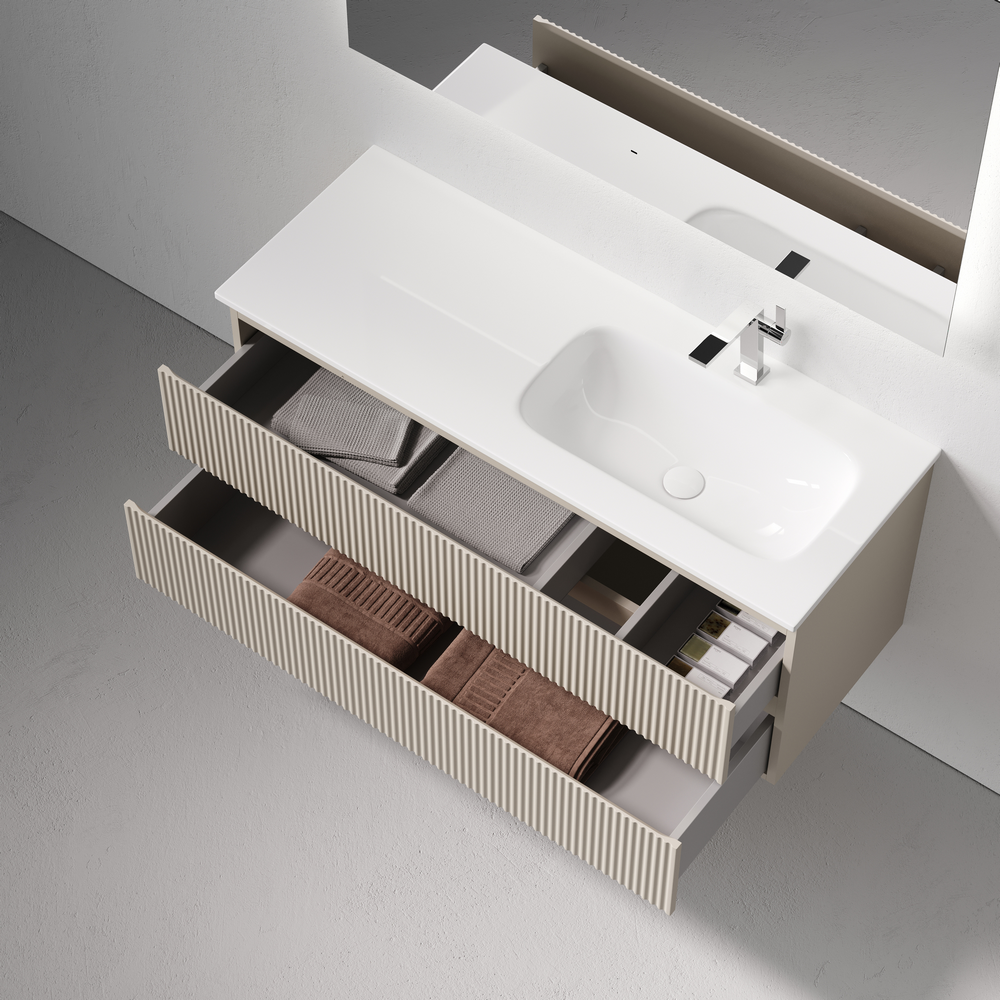 Тумба подвесная SANCOS Snob R правая 1195х445х500, c двумя ящиками оснащенными доводчиками, Beige Soft, арт.SNR120RCE