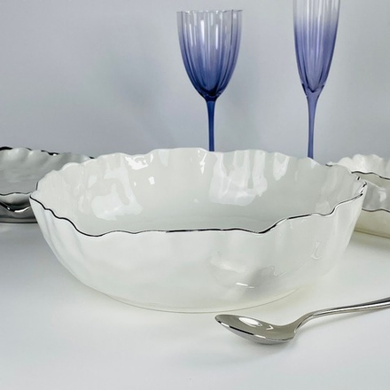 Lenardi 305-299 Салатник 30,5см ВАНЕССА СЕРЕБРО в под.уп.(х8)Фарфор