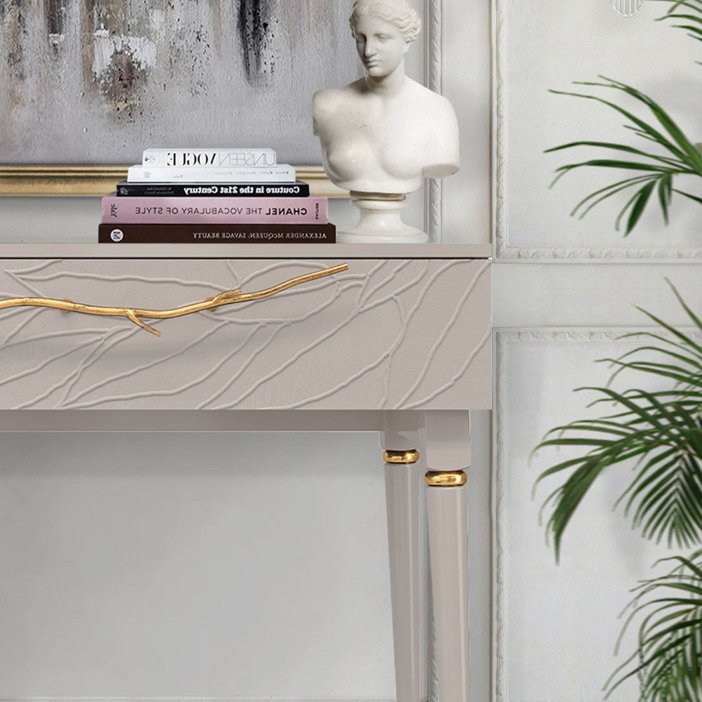 Консоль Арт Колор leaves Классик Голд Серый агат