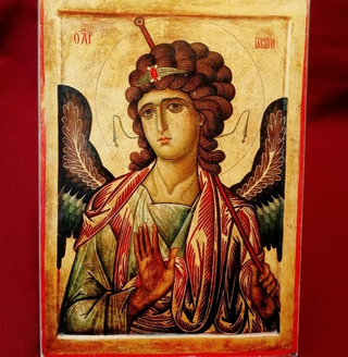 Архангел Гавриил деревянная икона на левкасе