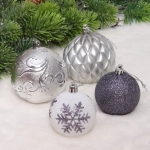 Новогодние шары «Изыск» 8/6 см (набор 18 шт), Графит/Серебро/Белый