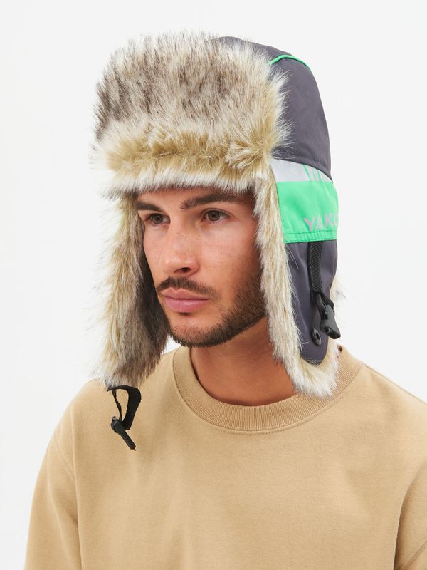 Шапка ушанка зимняя Yakutia цвет Тёмно-серый ткань Galaxy Breathable иск. мех Волк