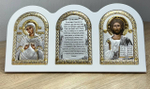 Триптих, Спаситель, Семистрельная БМ, Молитва, икона, белое дерево 320х160