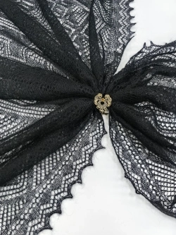 Оренбургский пуховый платок-паутинка А100-07 черный