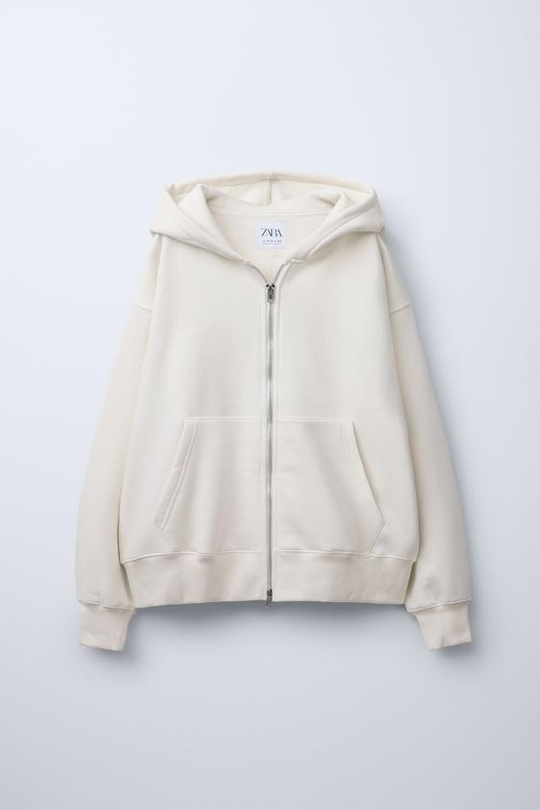 ZARA ХУДИ С МОЛНИЕЙ, ЭКРЮ