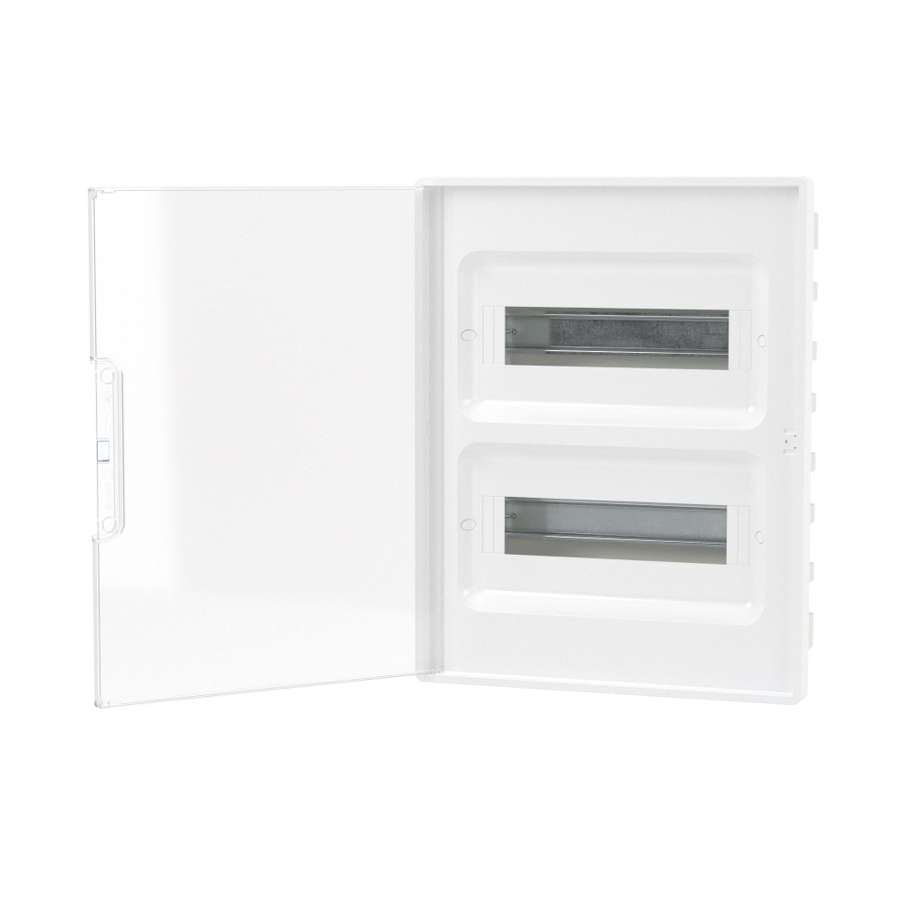 Щиток 24 мод встраиваемый FRAME, белый, с прозрачной дверцей, с 4 шинами PEN (2шт на 8 отв. и 2шт на 6 отв.)
