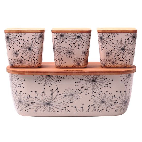 Хлебница с бамбуковой крышкой Kamille KM-1131 с 3 емкостями для сыпучих продуктов