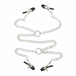 Серебристые зажимы для сосков и половых губ на тонкой цепочке (Цвет: серебристый)