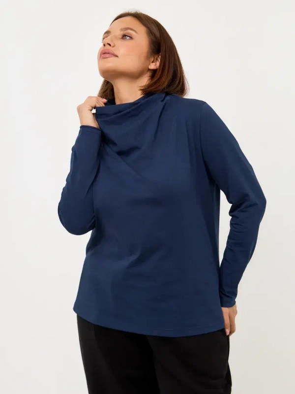 Лонгслив с цельнокроеным воротником индиго