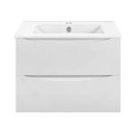 Тумба под раковину Vincea Mia Slim 700 подвесная, 2 выкатных ящика soft close, G.White