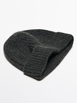 Massimo Dutti Шапка бини из 100% кашемира в рубчик, маренго