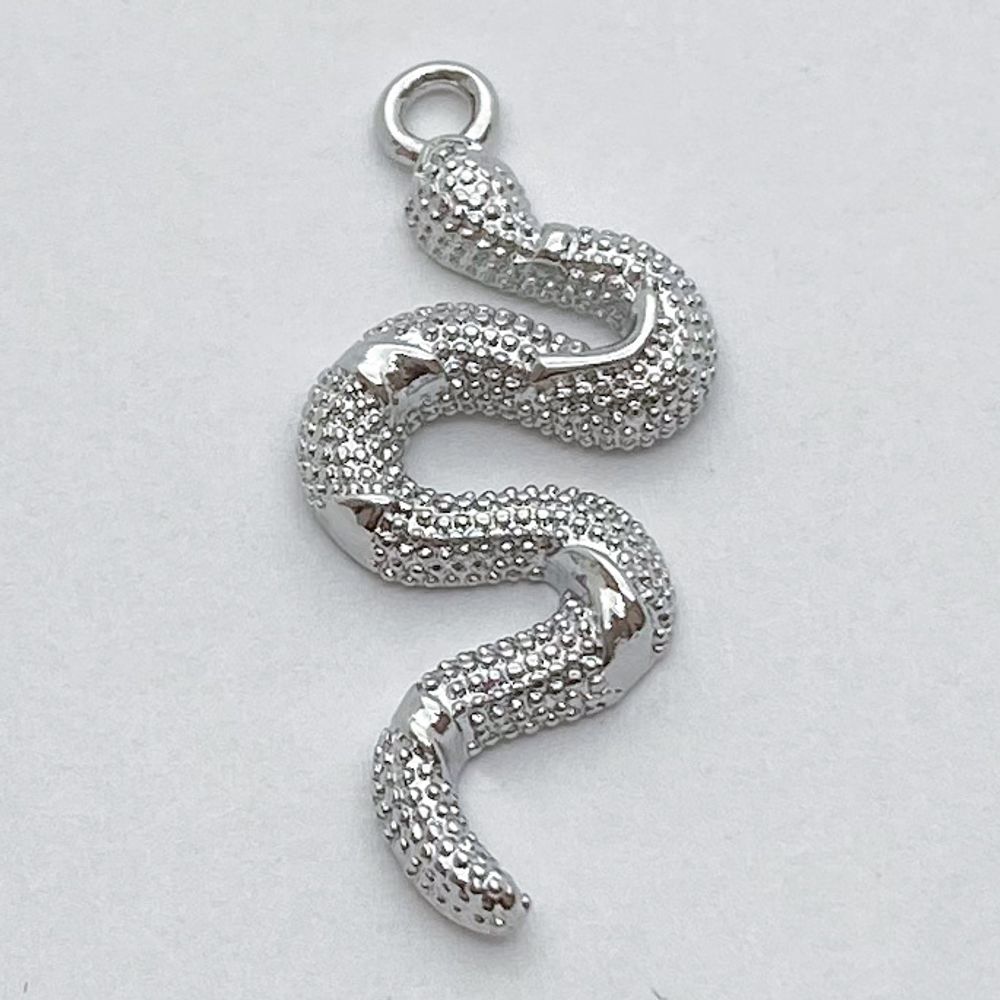 Подвеска Змея, цвет серебро, размер 27*12 мм, цена за 1 шт