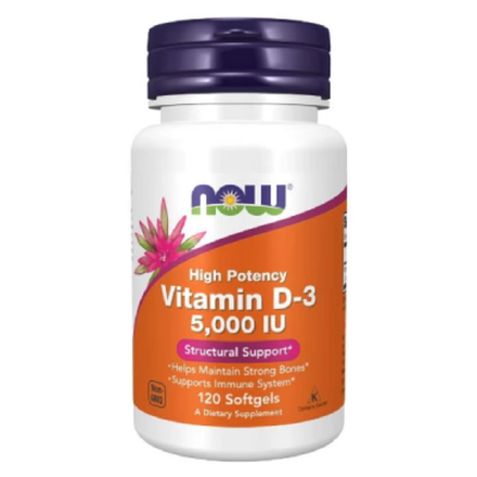 NOW Vitamin D3 5000 IU 120 гелевых капсул