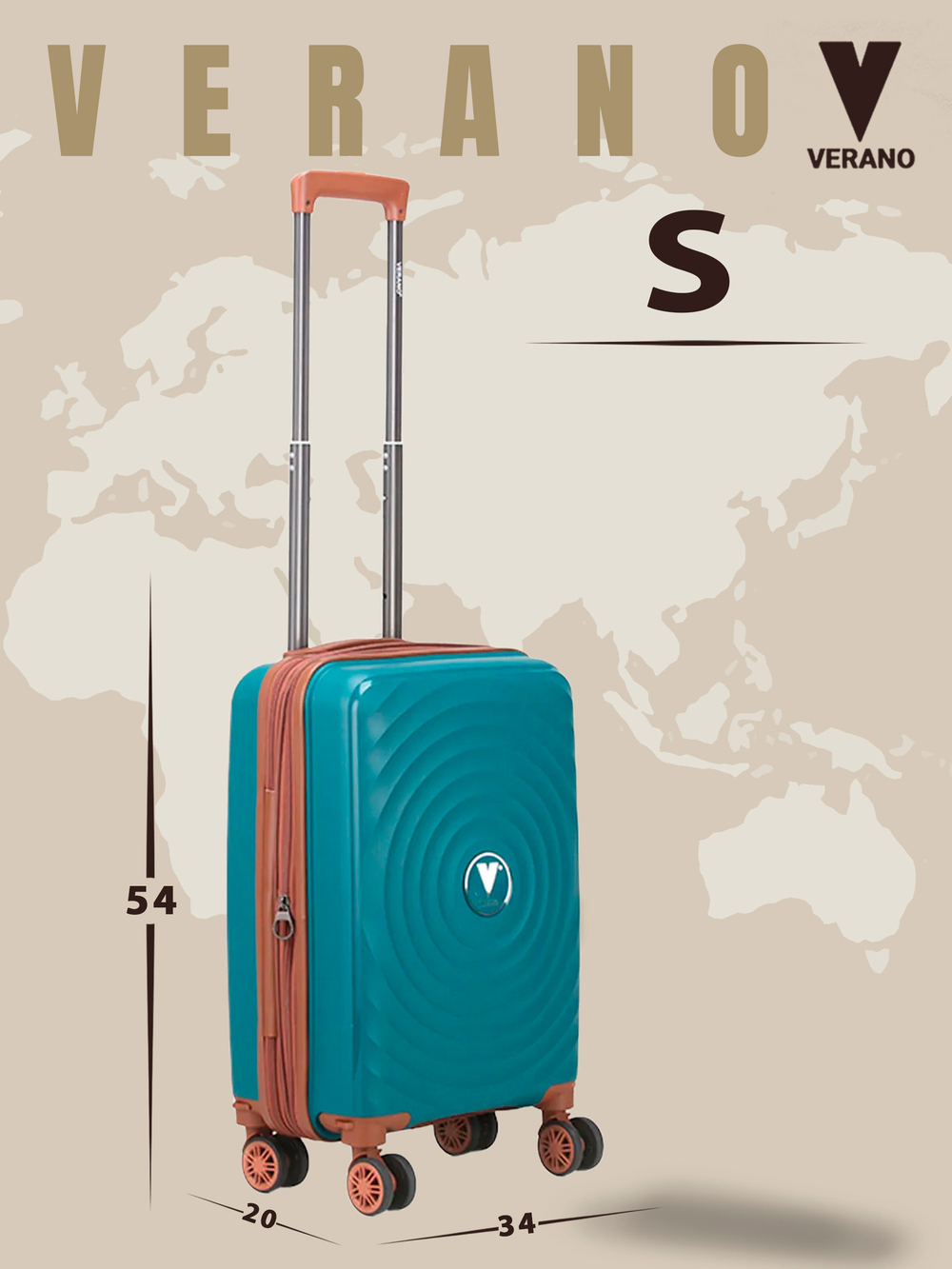 Чемодан мини "Verano" из полипропилена, съёмные колёса