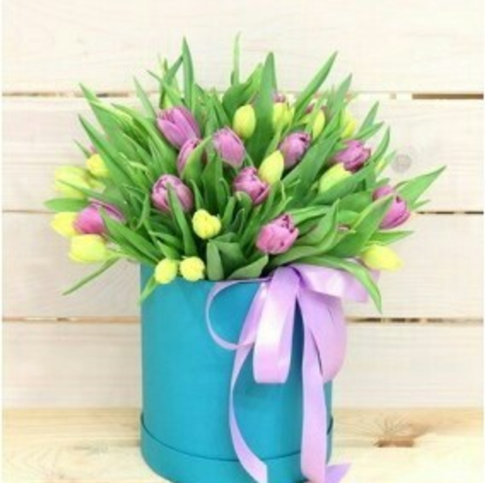 51 тюльпан в аквабоксе