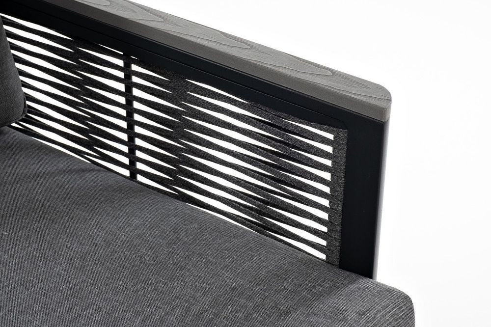 "Сан Ремо" кресло плетеное из роупа садовое, каркас алюминий темно-серый, роуп серый, ткань серая