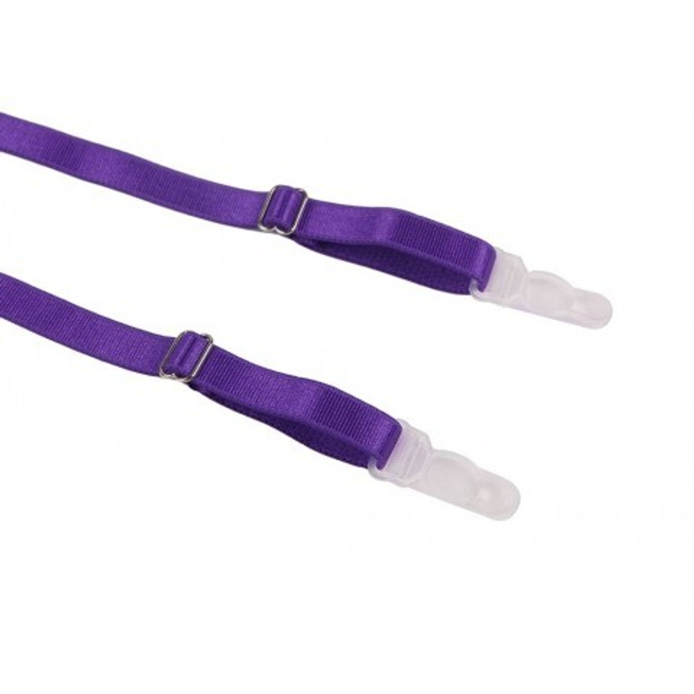 Комплект белья лиловый: бра, стринги и пояс с ремешками (размер M-L)