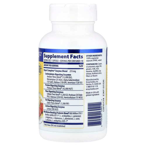 Enzymedica, Digest Complete® + пробиотики, 90 капсул