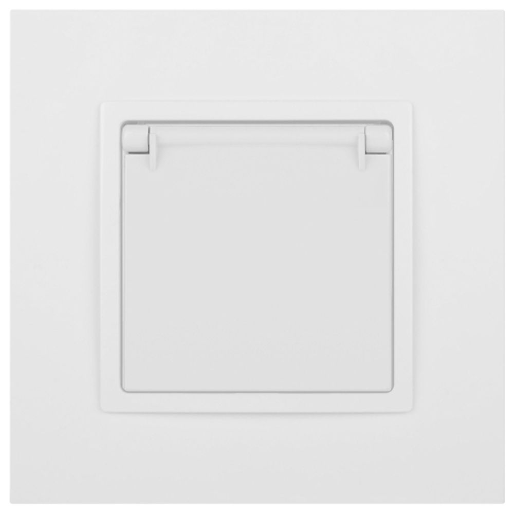 Розетка ЭРА Elegance 14-2103-01М 2P+E Schuko со шторками с крышкой, 16А-250В, белый матовый