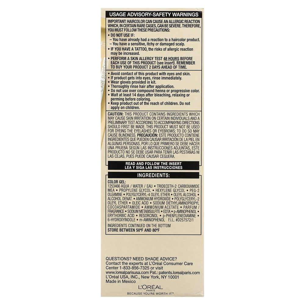 L'Oréal, Superior Preference, сияющий, не выцветающий оттенок, золотистый блонд 8G, 1 нанесение