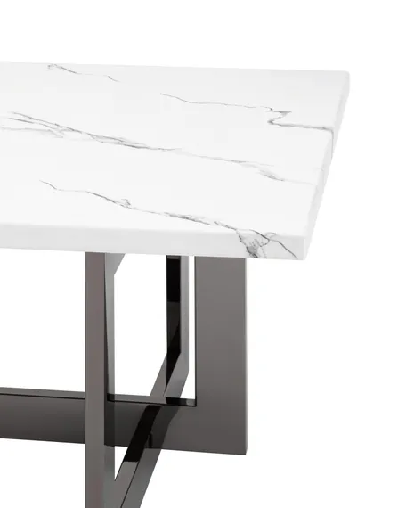 Журнальный столик Newton 122х61 см, белый мрамор, темный хром