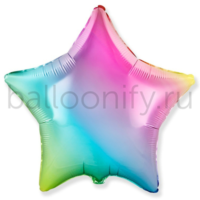 Фольгированная фигура, звезда, 18"/46СМ Металлик Радуга нежн