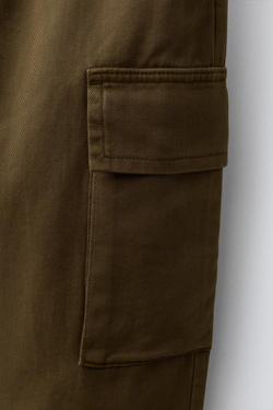 ZARA БРЮКИ КАРГО ИЗ ТВИЛА, КОРИЧНЕВЫЙ