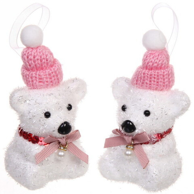 Ёлочные игрушки «Мишутка розовая шапочка» 12 см (набор 2 шт)