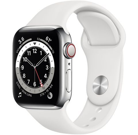 Часы Apple Watch Series 6 GPS + Cellular 40mm Stainless Steel Case with Sport Band (Silver) (M02U3,M06T3)