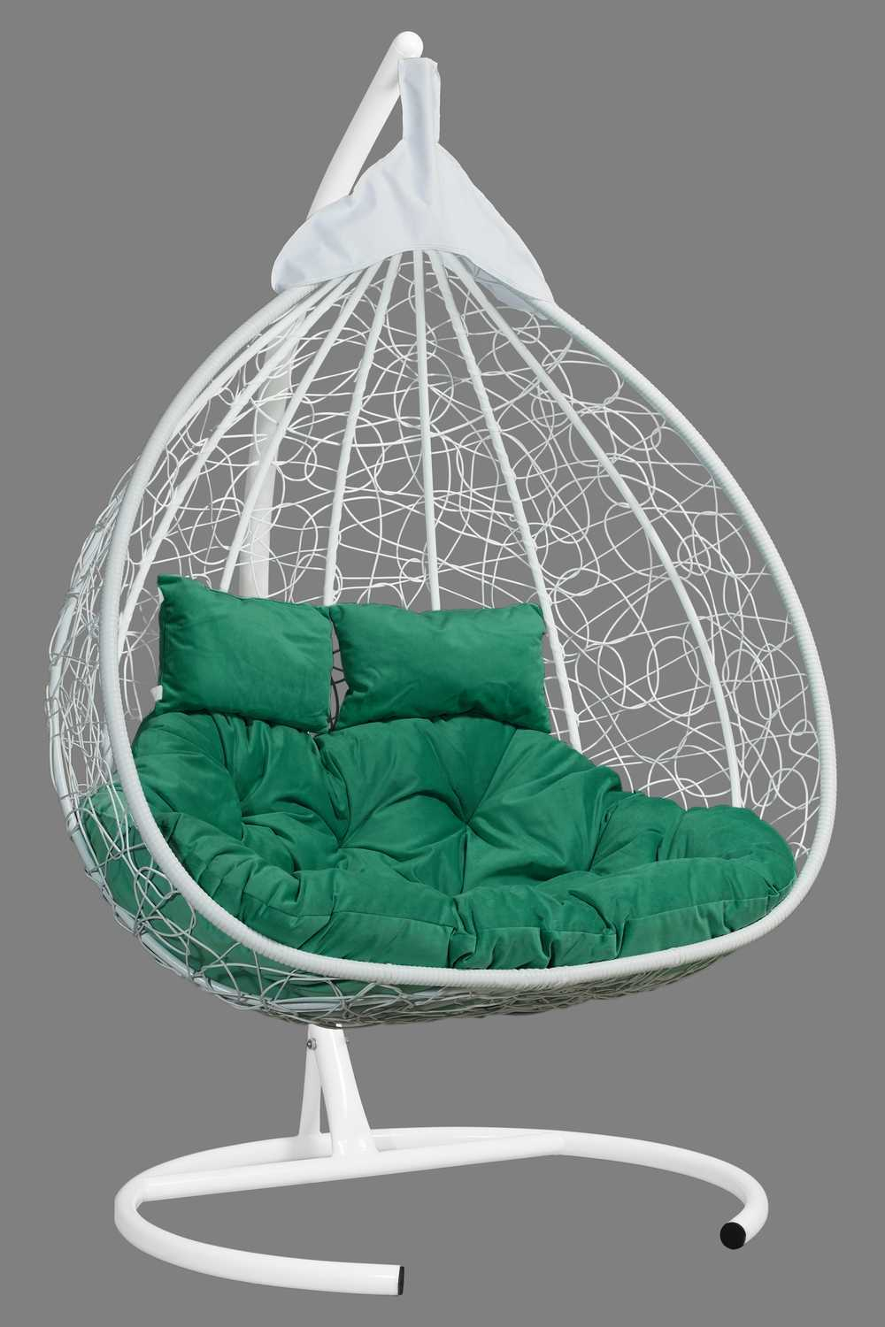 Подвесное двухместное кресло-кокон fisht белый + каркас -10%