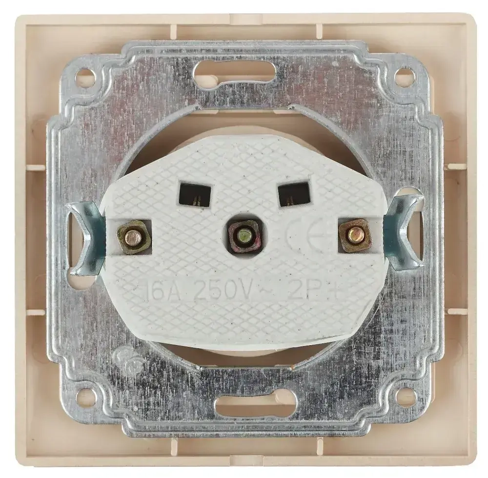 Розетка Intro Plano 1-201-02 без заземления 2P 16А-250В IP20 скрытой установки слоновая кость