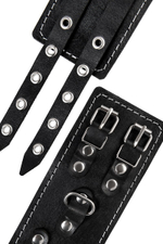 Черные оковы с двумя ремнями и красной подкладкой (Цвет: черный с красным)